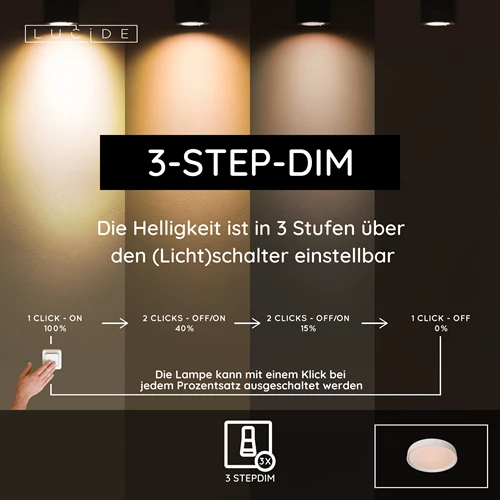Lucide NURIA - Deckenleuchte - Ø 30 cm - LED 3 StepDim - 1x18W 2700K - Weiß - USP